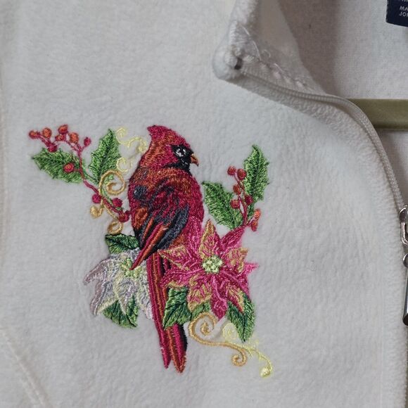 Karen Scott Holiday Embroidered Fleece Vest Size Large White Winter Christmas - Picture 7 of 8